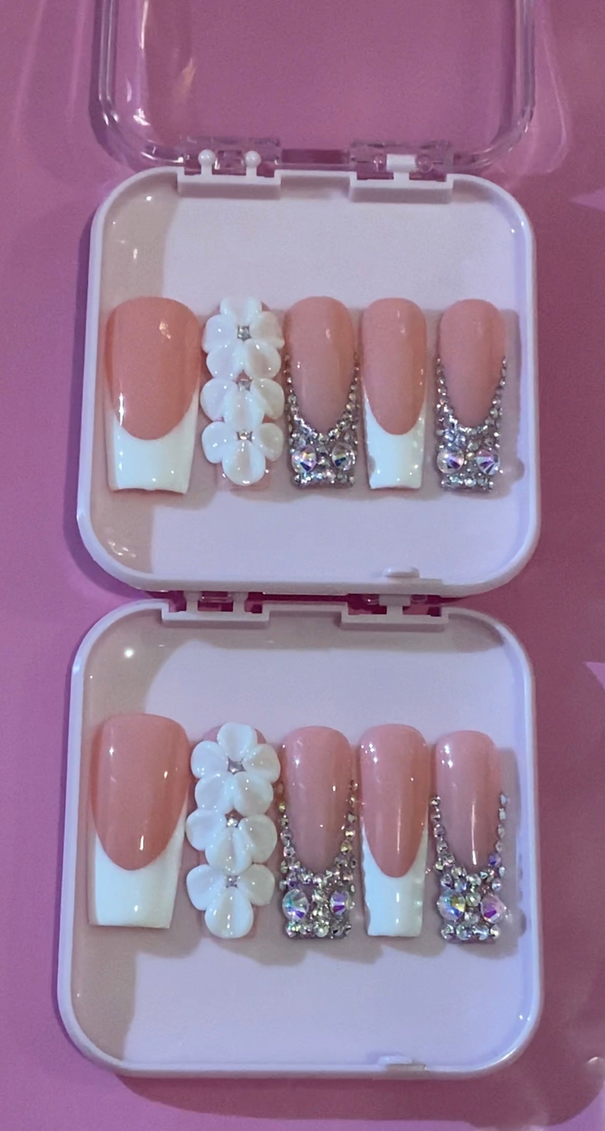 3D Glammed French Tip Nails