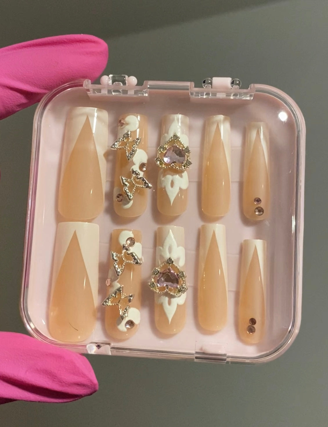 Blinged French Tip Press On Set