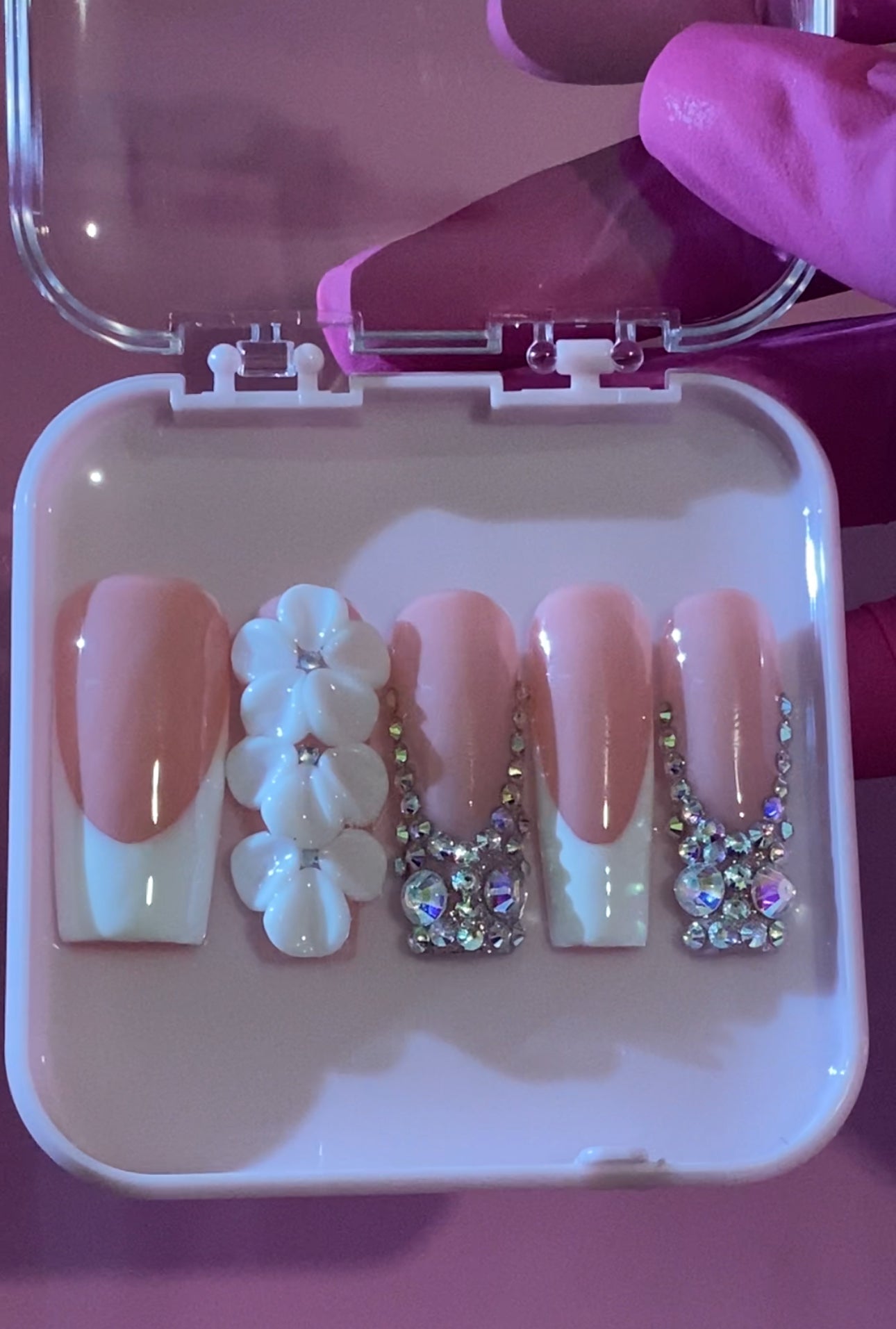 3D Glammed French Tip Nails