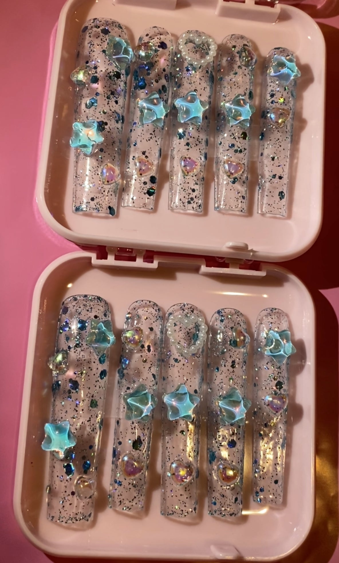 XL Clear Coral Nail Set