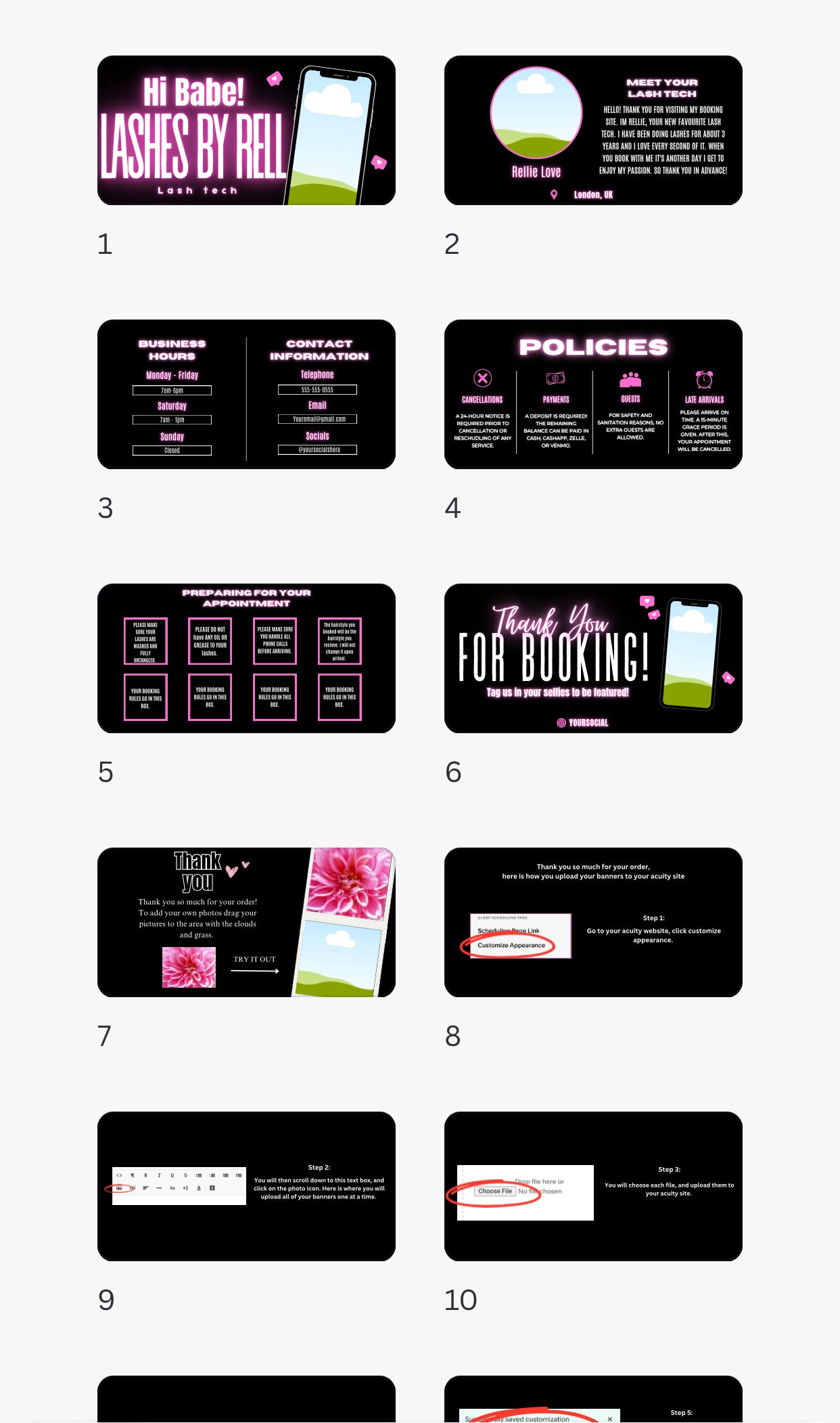 (Lash tech)Booking template