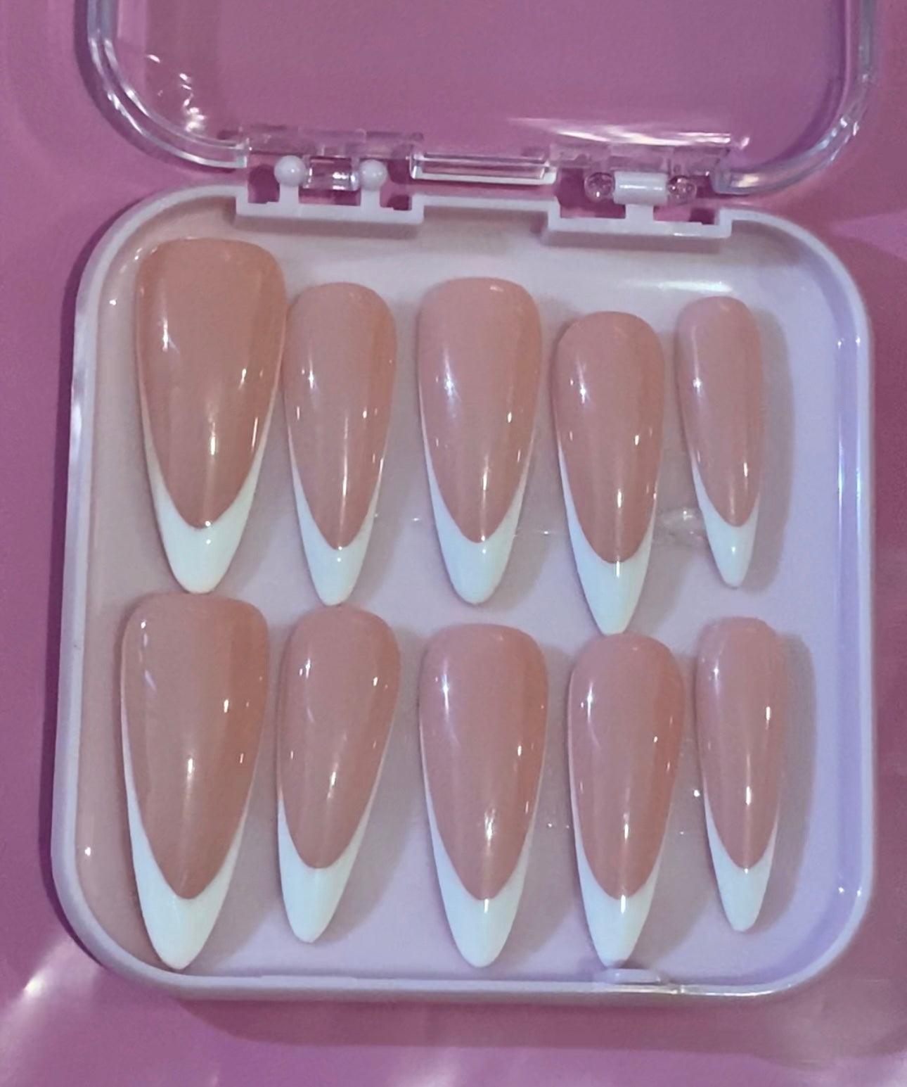 White Stiletto French Tip Nail Set