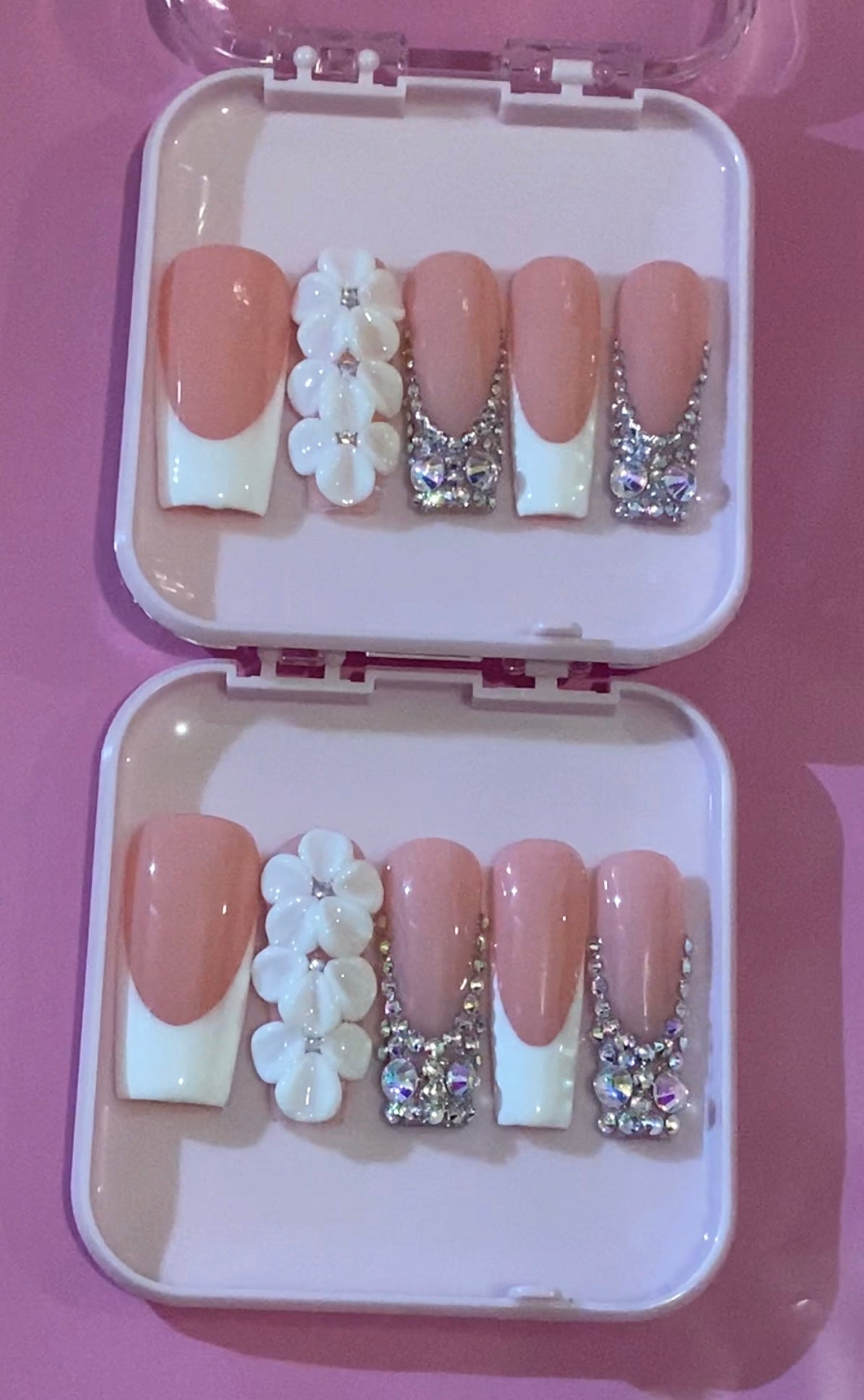 3D Glammed French Tip Nails