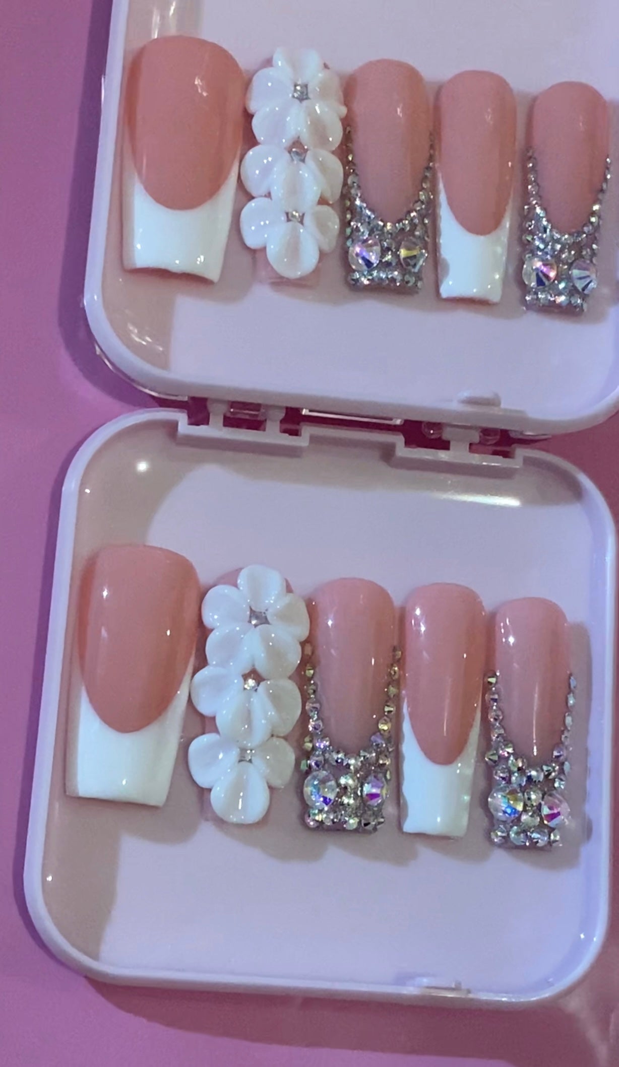 3D Glammed French Tip Nails