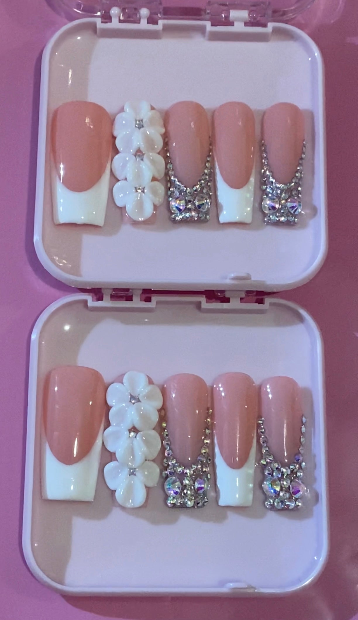 3D Glammed French Tip Nails
