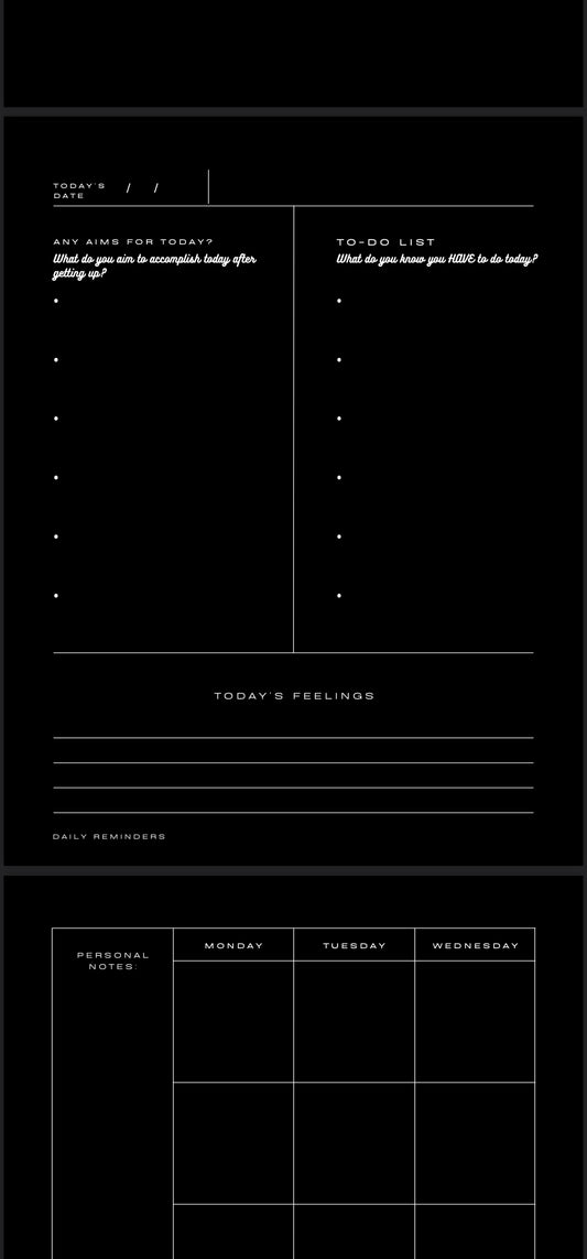 Black & white simplistic business planner