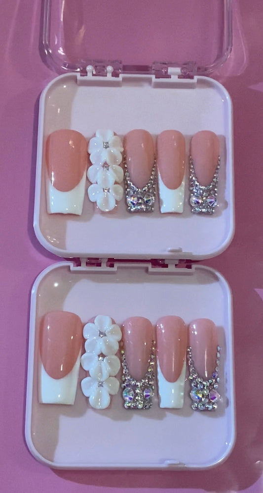 3D Glammed French Tip Nails