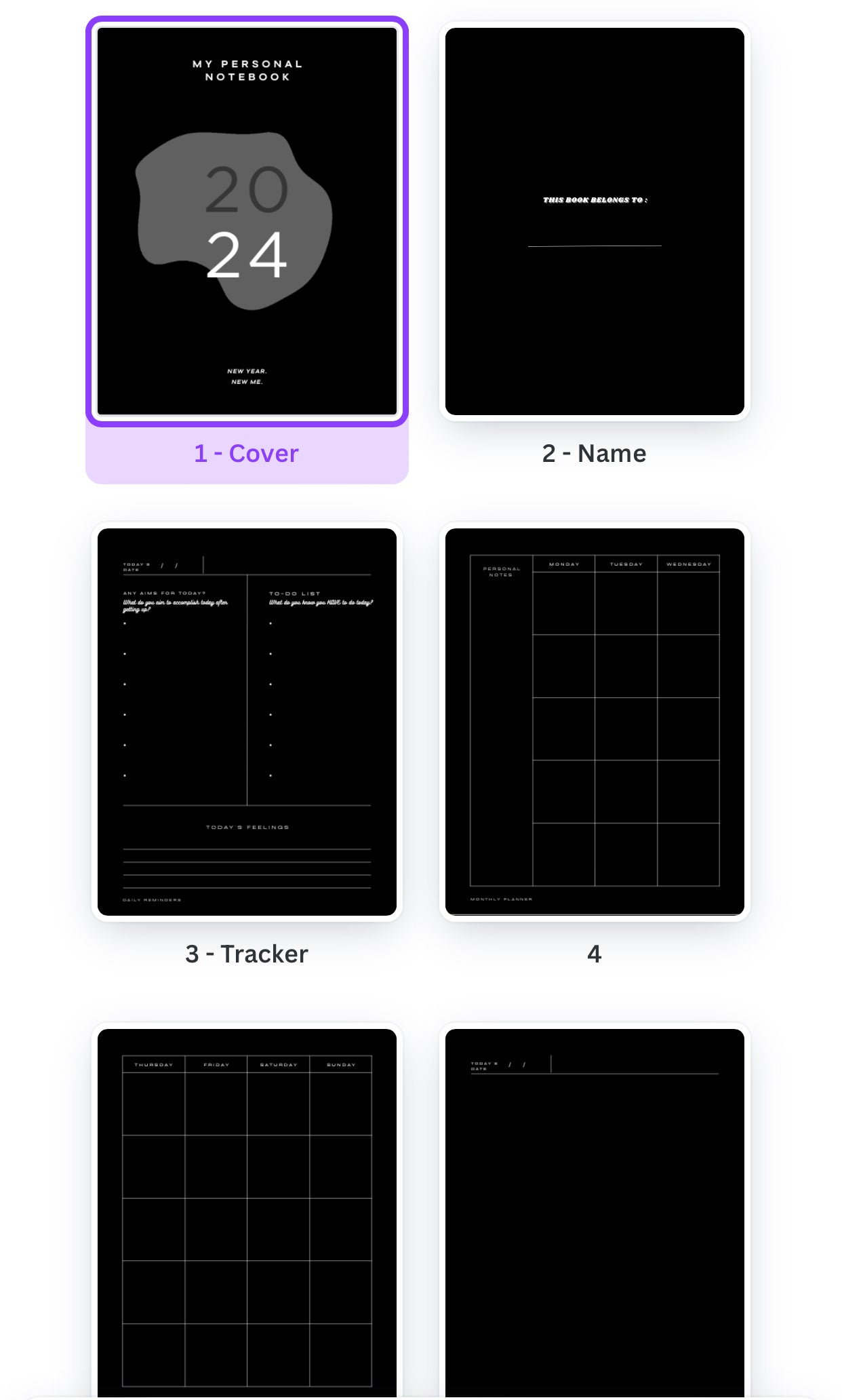 Black & white simplistic business planner