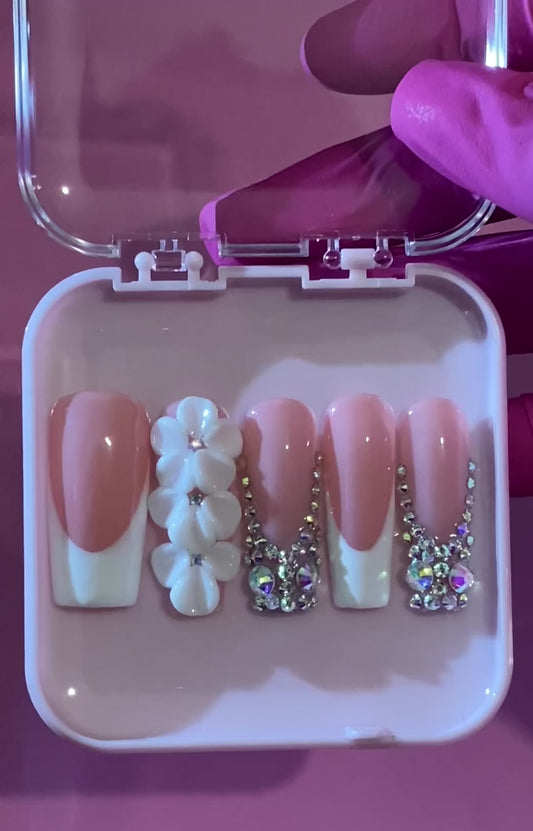 3D Glammed French Tip Nails